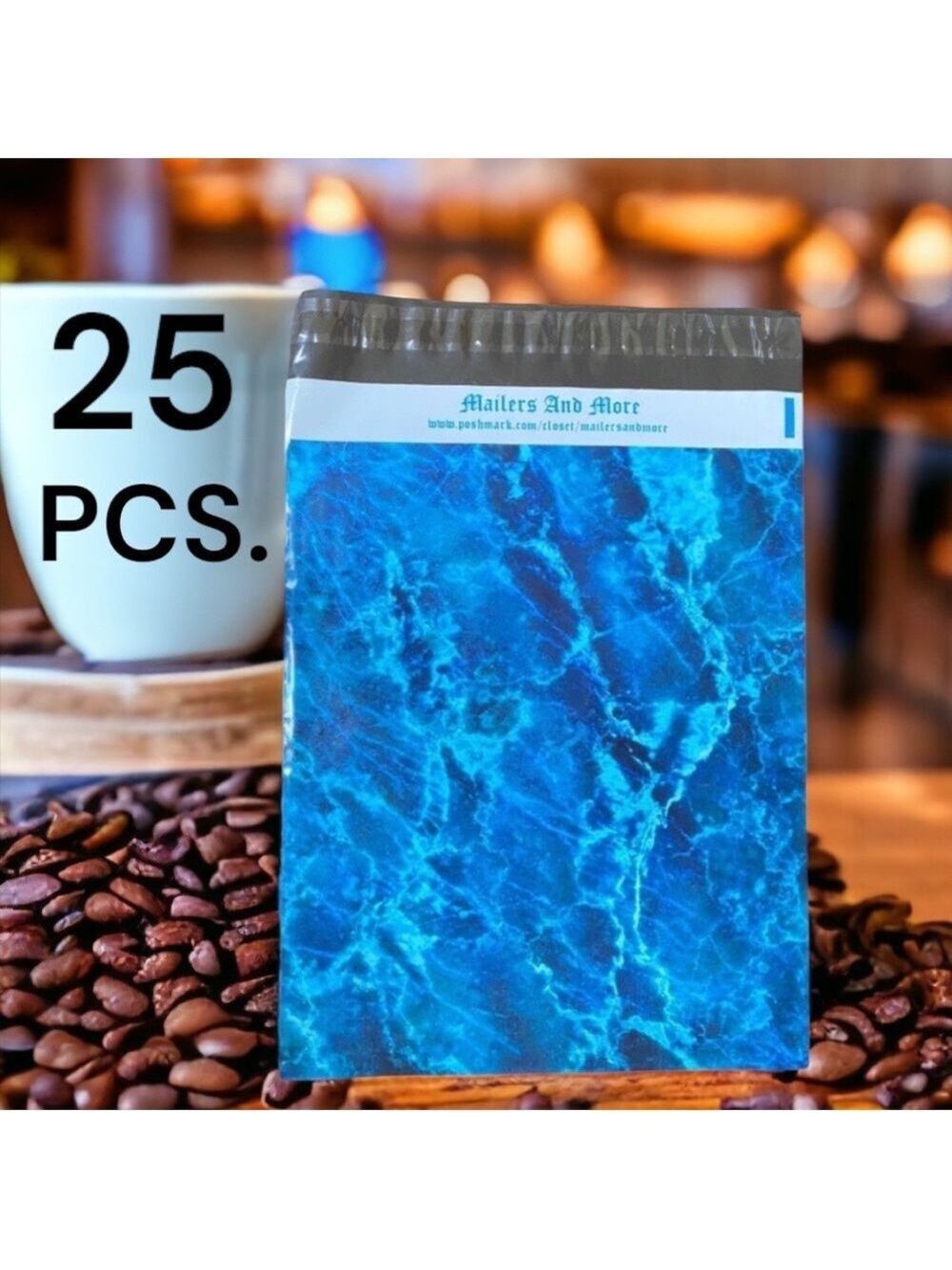 25 10X13 Poly Mailers Ice Water Marble Blue, Shipping Envelopes PRICE IS FIRM - Picture 3 of 8
